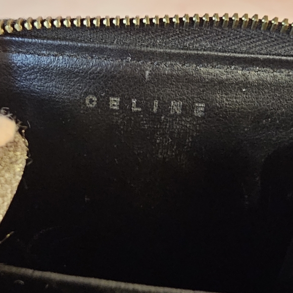 CELINE Vintage Macadam Coin Case Wallet Leather Black Brown - Picture 12 of 16